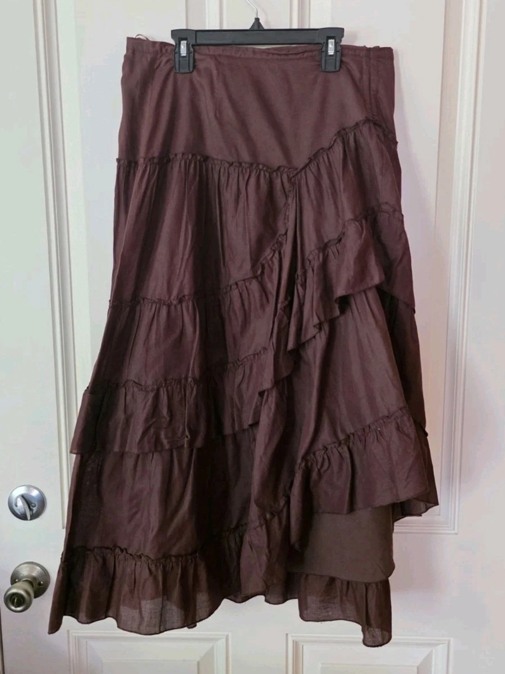 Spenser Jeremy Asymmetrical Ruffled Maxi Skirt - Brown 100% Cotton